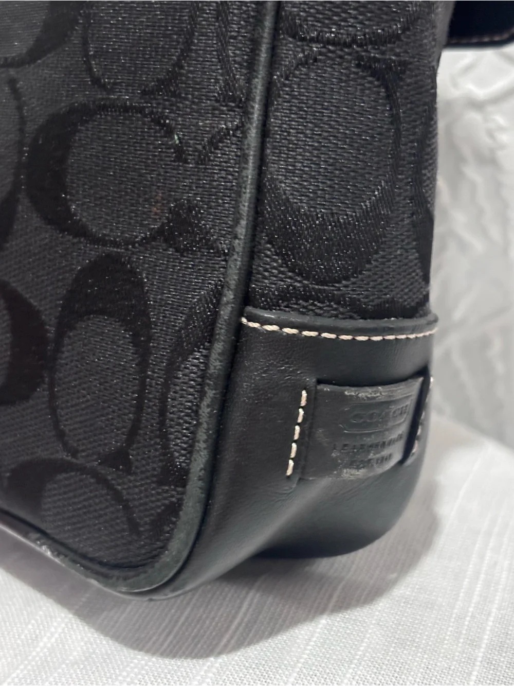 Coach A1R-6098 Black Signature C Leather Crossbody Saddle Bag Y2K